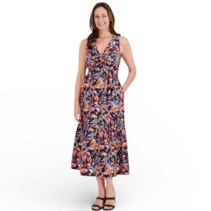 French Connection Vibrant Multicolor Midi Dress NWT floral print tiered boho